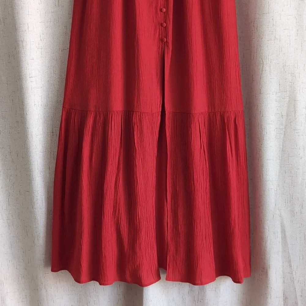 Abercrombie & Fitch Crinkle Textured Button Through Maxi Dress NWT Size MT